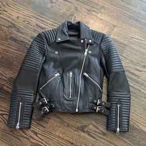 All Saints Black Quilted Leather Jacket